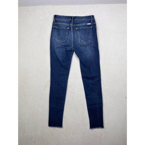 Kancan Jean Skinny Fit Dark Blue Distressed Raw Hem Stretch Jean Women's Size 25 - Picture 6 of 6